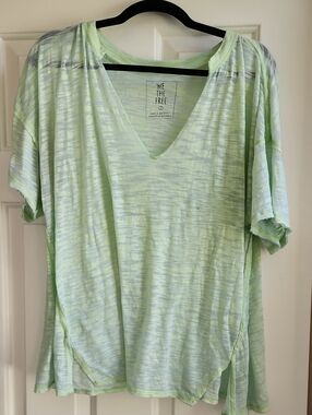 We The Free Bright Green Heathered V-Neck Tee